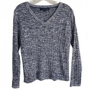 Tommy Hilfiger 100% Cotton Blue Ribbed V-Neck Pullover Sweater